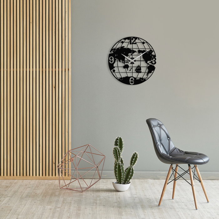Wallity Reloj de Pared Decorativo de Metal S018 Negro 48x48cm Elegante y Moderno para Salón, Dormitorio u Oficina